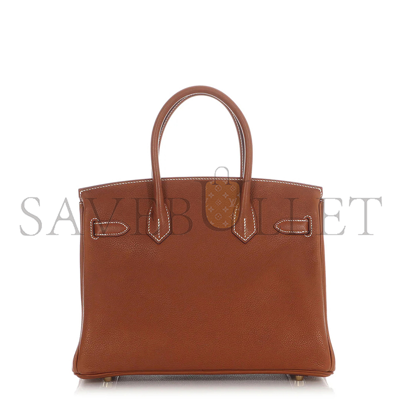 HERMES BIRKIN 30 FAUVE BARENIA GOLD HARDWARE (30*22*16cm)